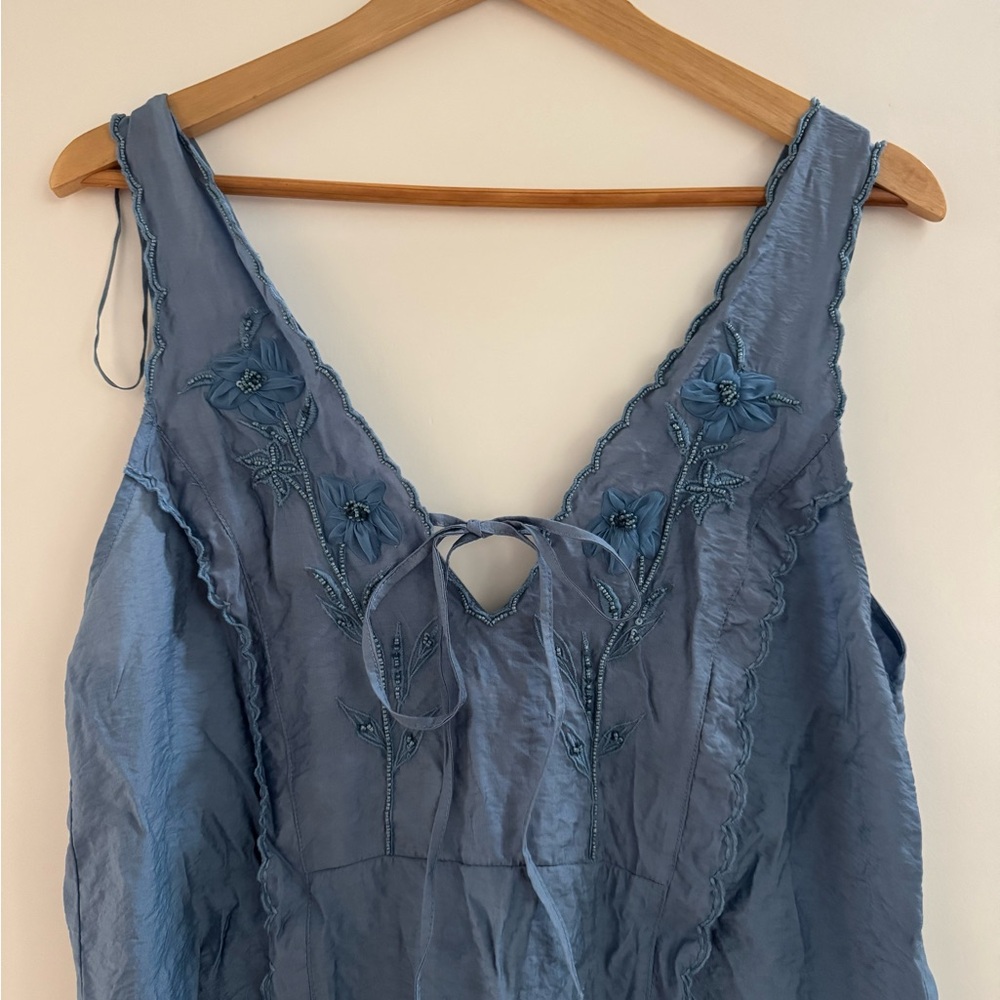 Zara Blue Embroidered Mini Dress